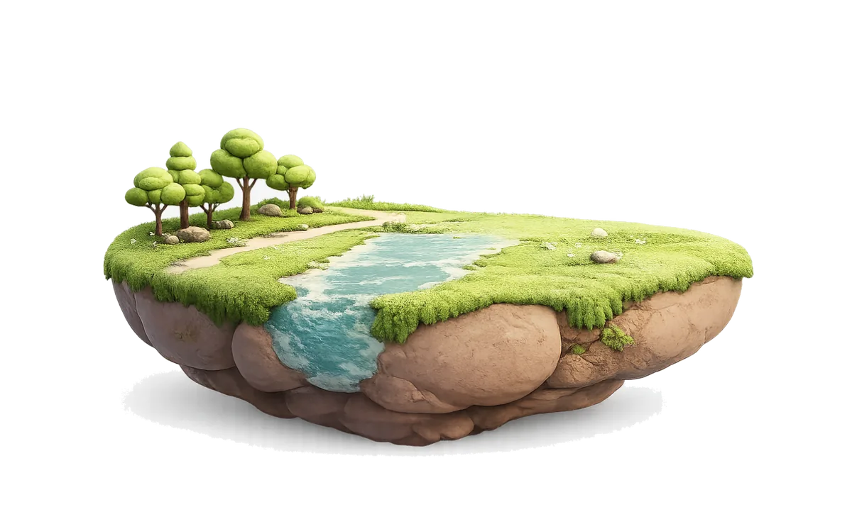 Floating green island illustration
